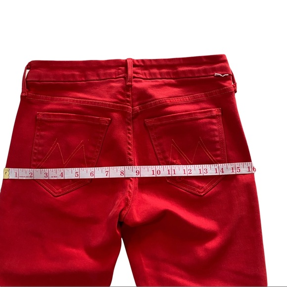 Mother USA Looker Ankle Fray Blowout Red Wash Denim Mid-Rise Raw Hem Jean 25x26 - Picture 15 of 15